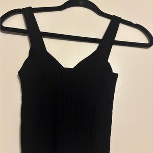 Forever 21 Black V-Neck Ribbed Top